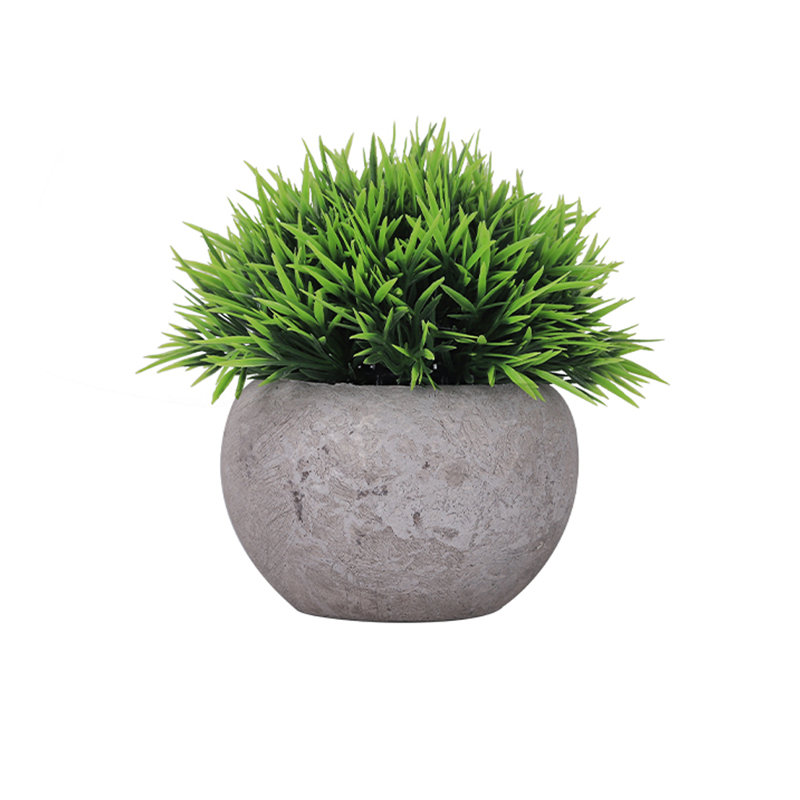 Artificial Greenery in Round Stone