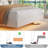 Queen Size Bed Frame with LED Lights, Modern Floating Bed Frame with Storage, Velvet Upholstered Headboard with Wingback for Apartment, White-734675819-734675818
