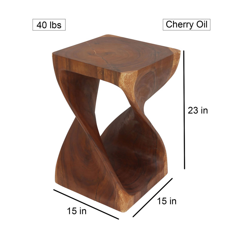 Table de bout en bois massif Channen, H 23 po x l 15 po x P 15 po, Bois rouge