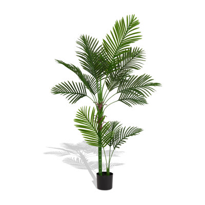 63" Artificial Palm Tree In Pot Faux Green Areca Palm Plant