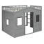 Lit mezzanine double avec - Gris, fait de bois massif pour la longévité gris, offrant une solution de chambre à coucher à la mode-121015867-121015864