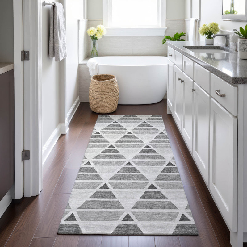 Machine Washable Indoor/Outdoor Chantille ACN2734 Geometric Rug, Gray, 2'3" x 7'6" Runner