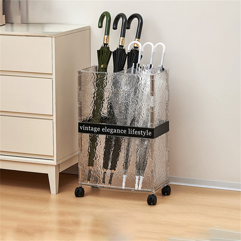 Porte-parapluies autoportant en plastique, Transparent