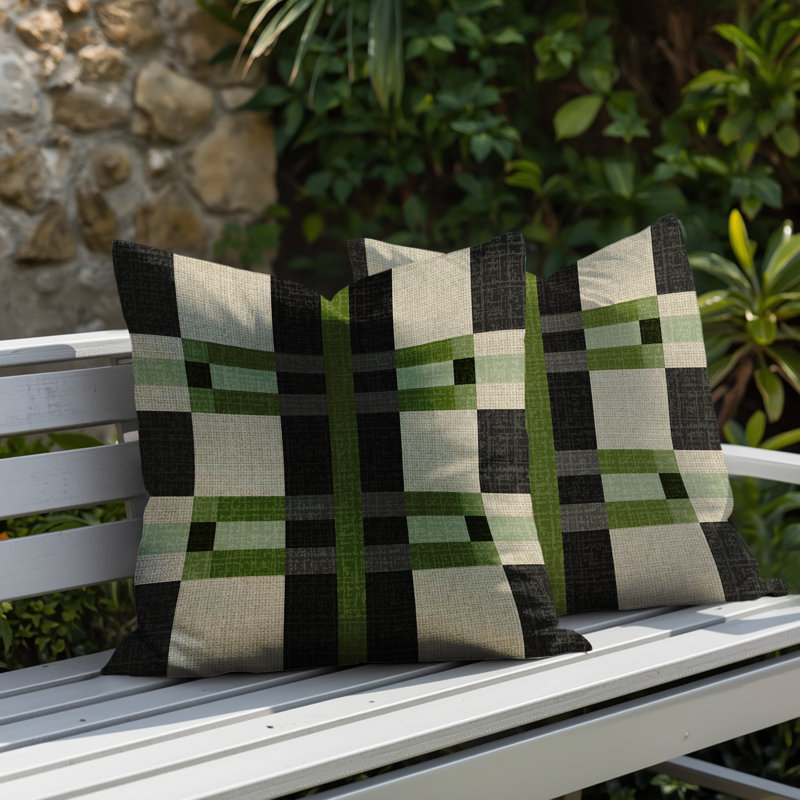 Coussin intérieur / extérieur réversible 2 pièces Joey, Vert, 20 x 20