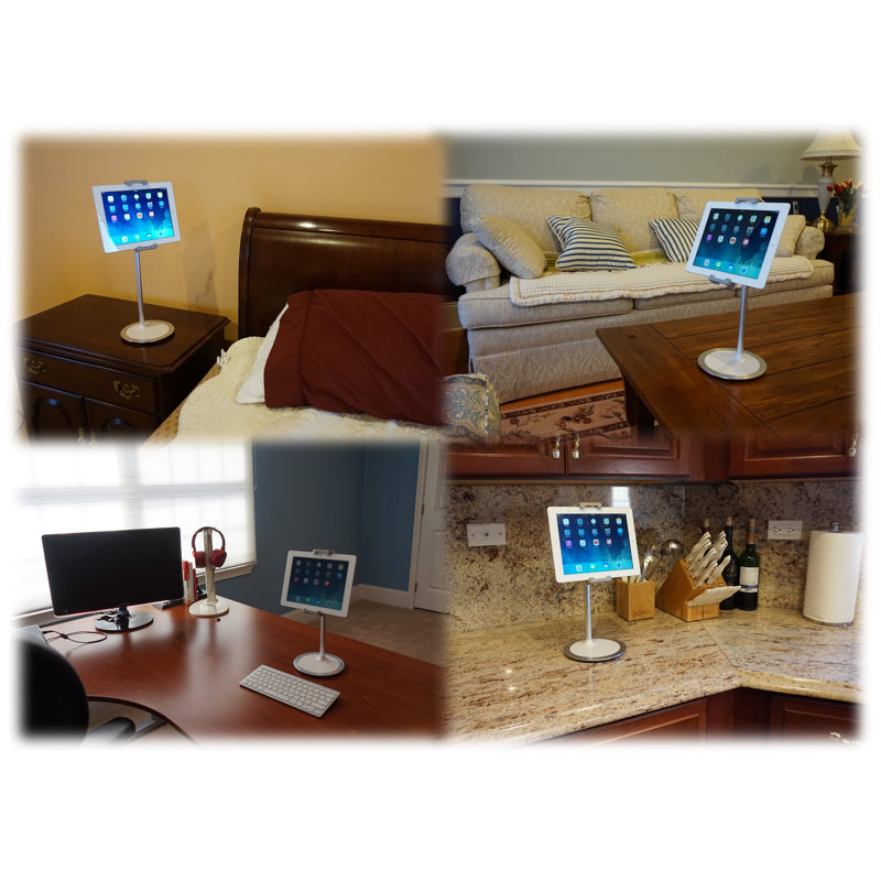 White Adjustable Aluminum Table Stand for Tablets and Smartphones