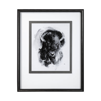 Bison I a Hand Embelished Textured Framed Art Print Matted under Glass