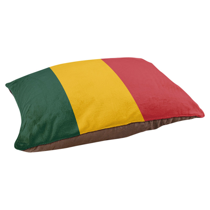 Coussin rectangulaire designer Los Angeles Anaheim, Moyen (L 30 po x l 40 po), Vert forêt / or récolte / rouge fer