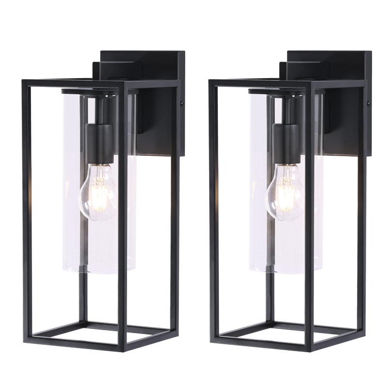 Tiernan Outdoor Wall Lantern, 15.75" H x 6.25" W x 8.05" D, Black