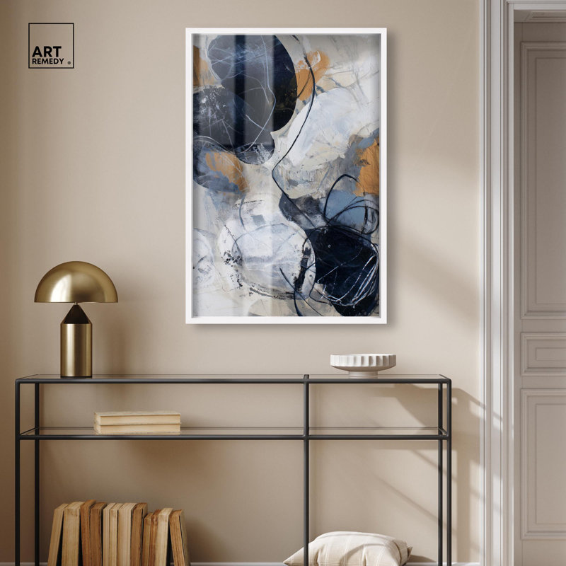 Décoration murale bleue "Lunar Dust II" par Art Remedy, cadre blanc, 25 x 37, H 37 po x l 25 po, Cadre blanc