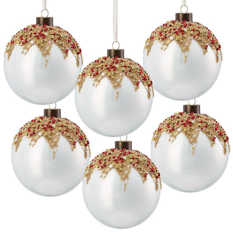 Ensemble de 6 boules de Noël en verre (3,9 pouces), décoration de Noël suspendue à la main par Riccardo