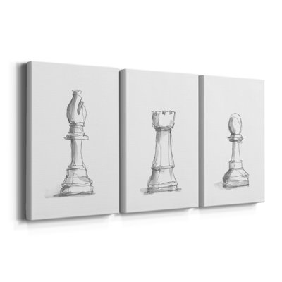 Chess Piece Study IV  -Custom Wrapped Gallery Canvas - 3 Pieces