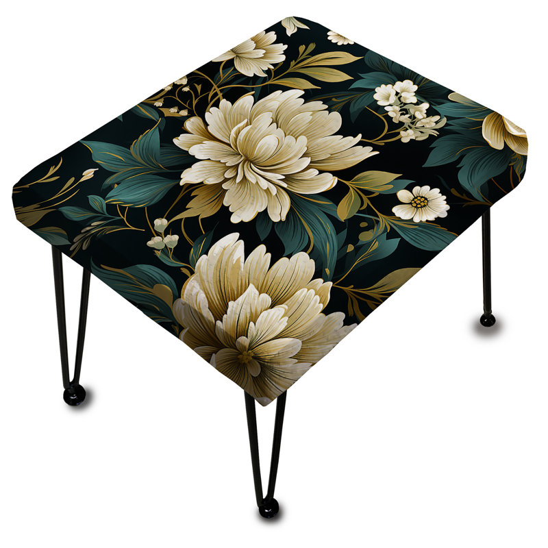 Green Tones Zen Damask Harmony - Repose-pieds rectangulaire damassé