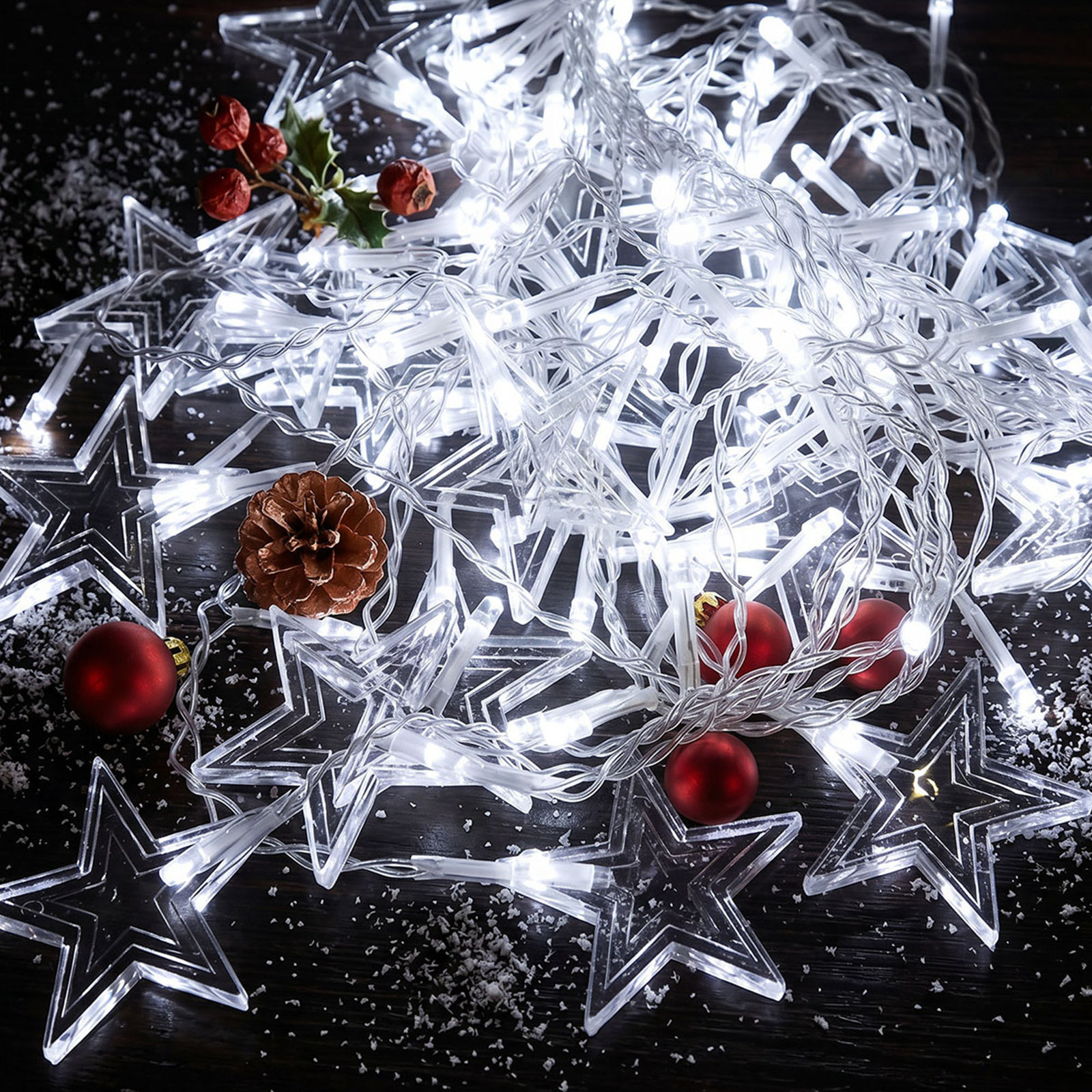 11.5' Star LED String Lights, White