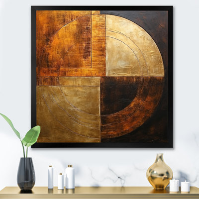 Bronze Brilliance Symetry - Abstract Shapes Canvas Wall Art