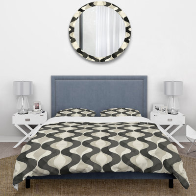 Ensemble de housse de couette noir rétro Wave - Midcentury