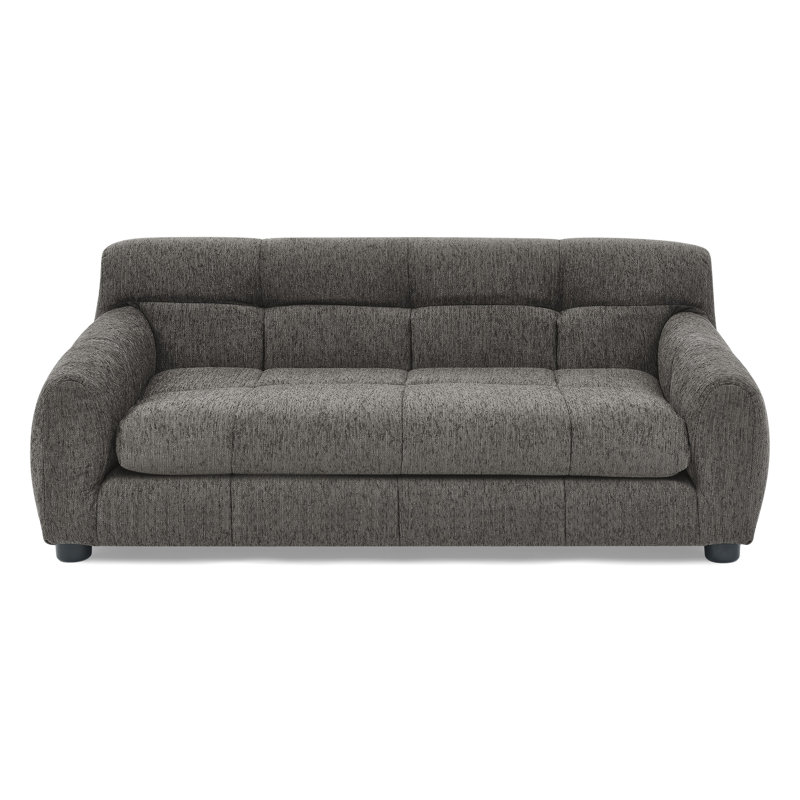 Canapé-lit rembourré en lin pour chien avec accoudoirs Vaughn, Gris foncé, H 17,5 po x l 51 po x P 28 po