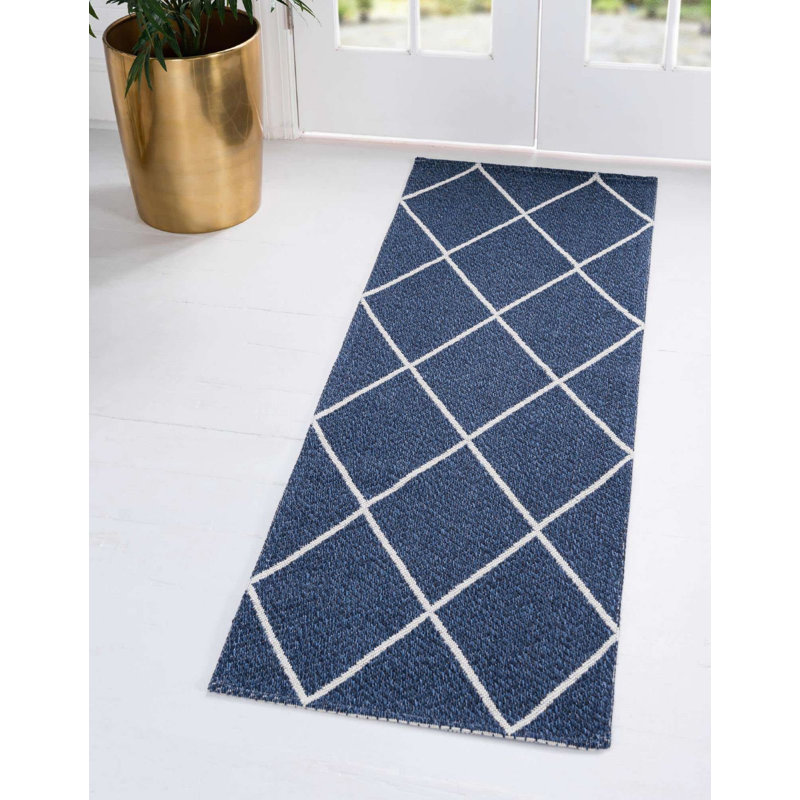Tapis contemporain contemporain de couleur arctique, Tapis de couloir 2 pi 2 po x 7 pi 4 po