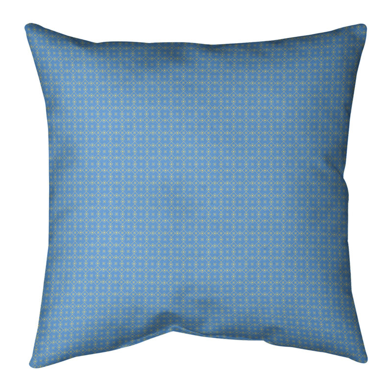 Housse de coussin Katelyn Elizabeth, 14 po x 14 po, Polyester / Bourre en polyester, Bleu / Jaune