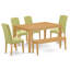 L'ensemble de meubles de salle à manger 6 pièces contient une table de salle à manger rectangulaire et 4 chaises rembourrées en tissu de lin Limelight avec un banc, chêne-1227620066-1227620069