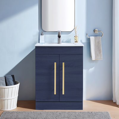 Naiah 24” Blue Modern Free-Standing Single Bathroom Vanity Set
