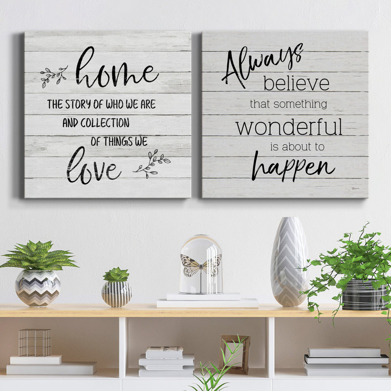 Home Love - Ensemble de 2 reproductions sur toiles tendues, H 10 po x l 10 po x P 1 po