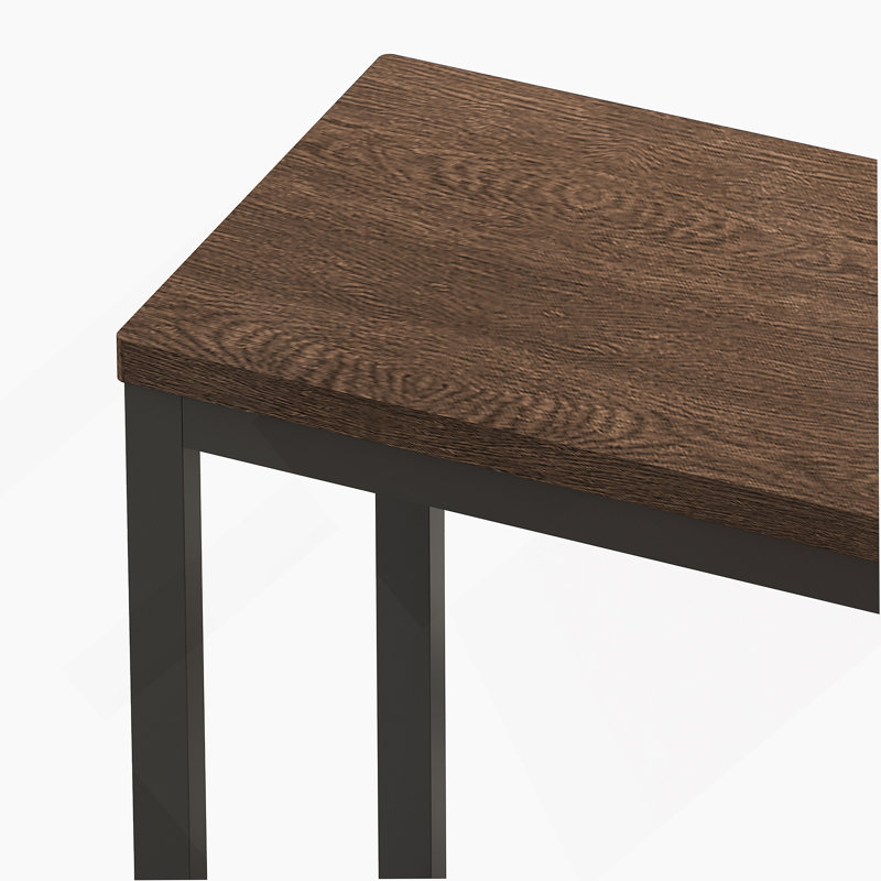 3 - Person Four Leg Dining Set, Dark Brown, Dark Brown/Black