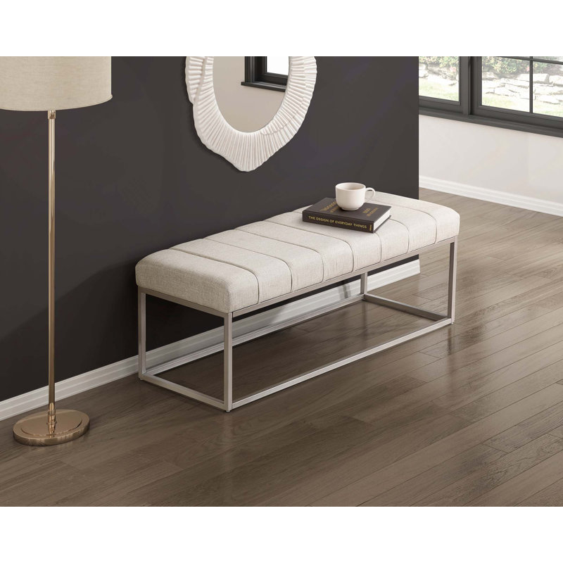Banc moderne en tissu d'ameublement 1pc avec pieds en métal
