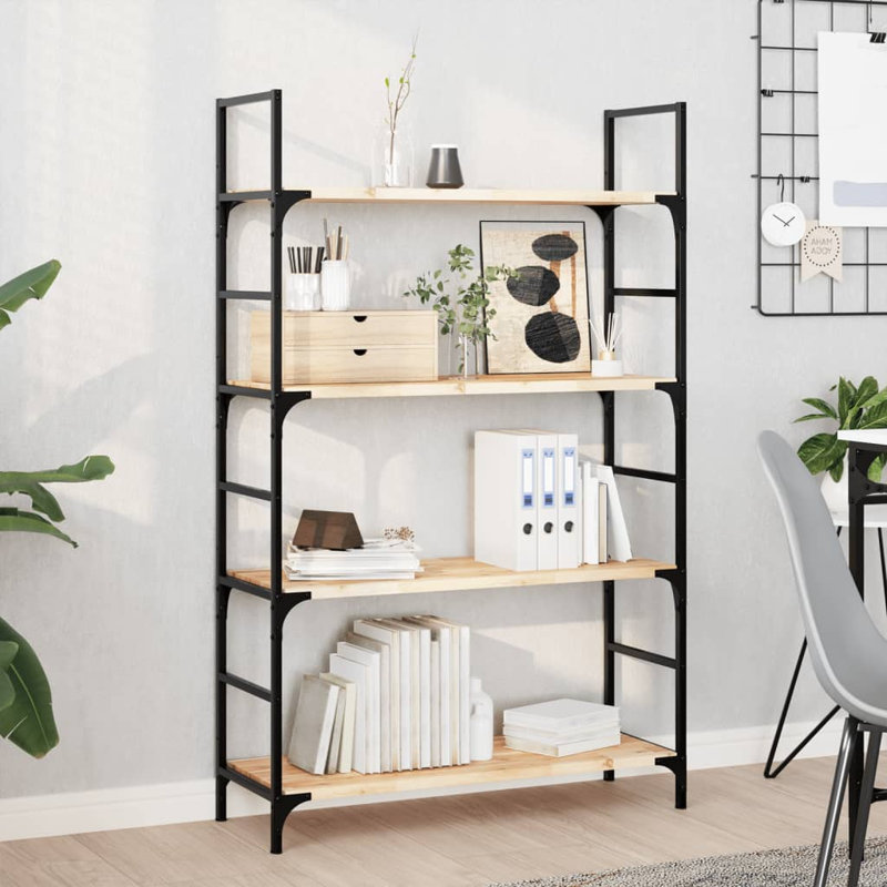 Floating Shelf Untreated Solid Wood Acacia, 2cm H x 100cm W x 30cm D, Light Brown/Black