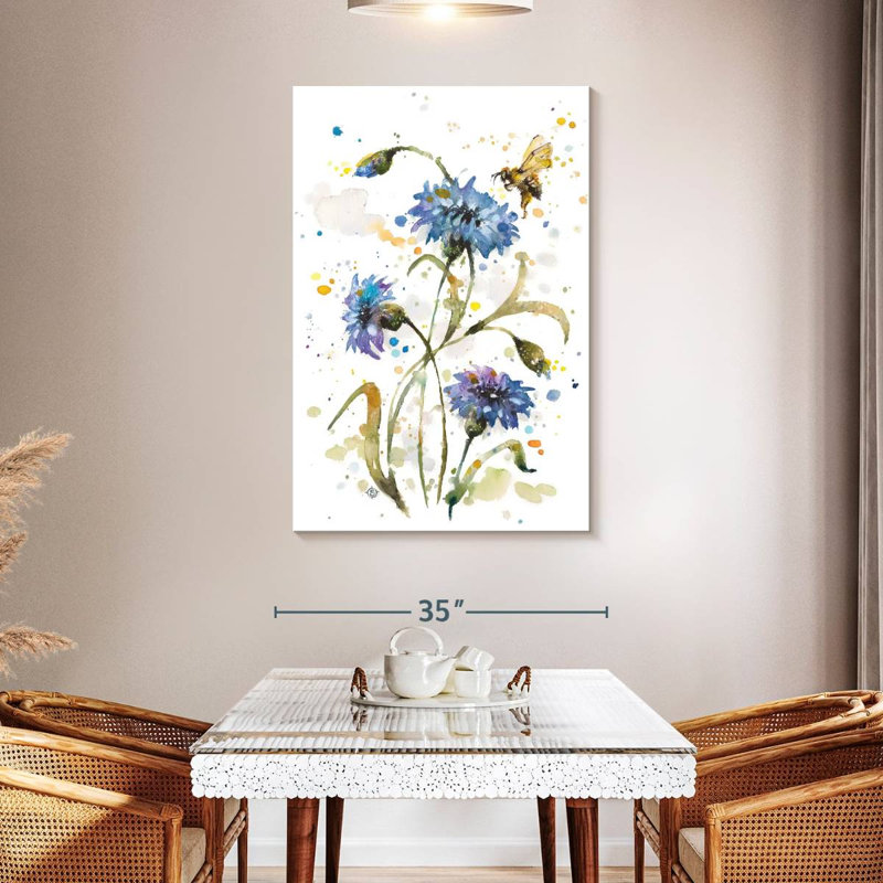 Harnek Cornflower And Bumblebee, 48" H x 32" W