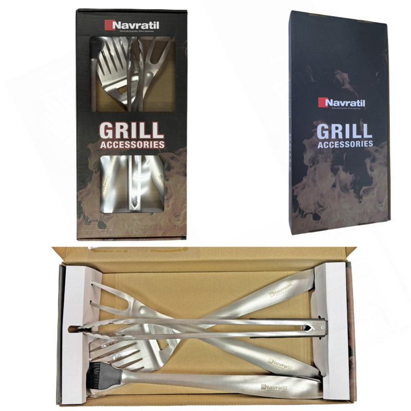 Ensemble d'outils pour barbecue, ensemble d'accessoires de cuisine pour l'extérieur, housse de pluie, housse de protection en fonte, couteau à barbecue, fourchette et couteau
