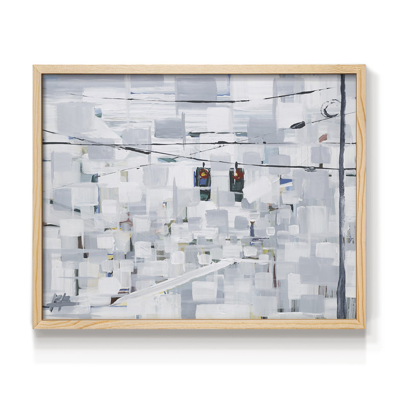 Stop on White -Framed Print - Restickable, Natural, 11" H x 14" W