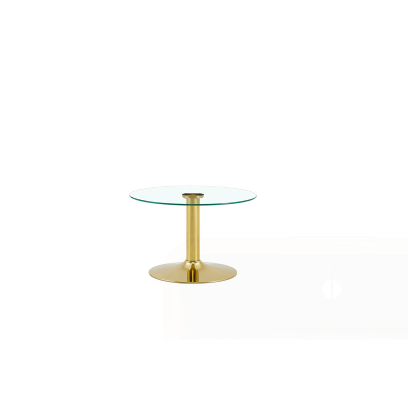 27.5-inch Diameter Round Tempered Glass Coffee Table, Gold