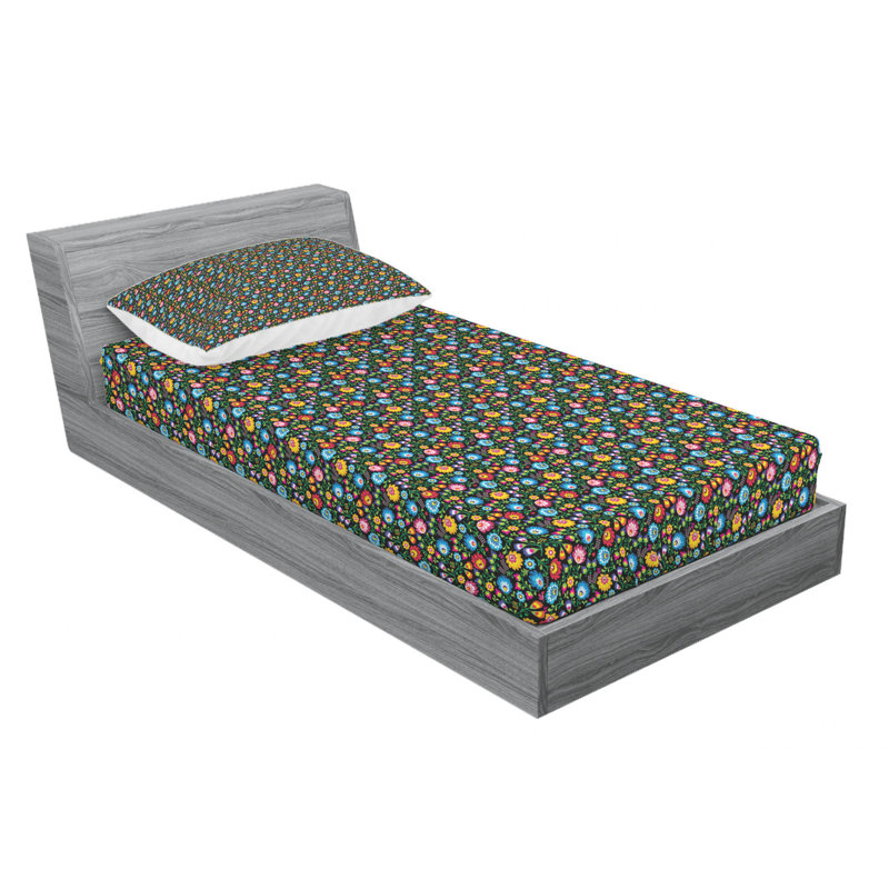 Microfiber Floral Sheet Set, Twin XL Sheet Set + Fitted Sheet + 2 Pillowcases, Green Floral