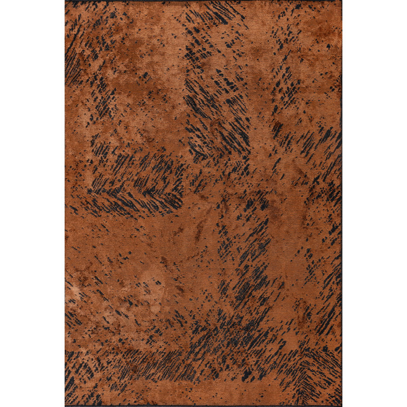 Tapis abstrait orange / noir Rapture, Rectangle 7 pi 10 po x 11 pi 2 po