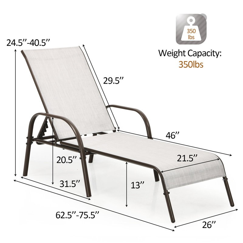 Maudrey Outdoor Metal Chaise Lounge