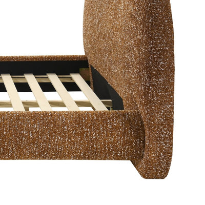 Mobilier de chambre à coucher pour lit double en terre cuite brun rembourré pour grand lit