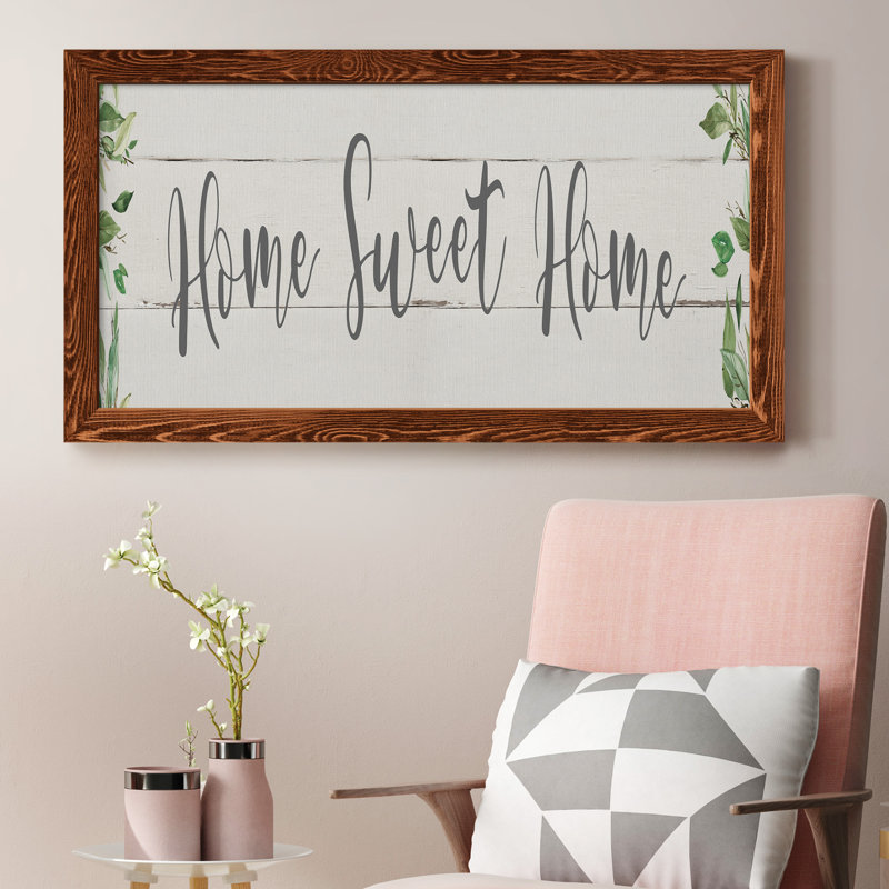 Home Sweet Home Greenery - Reproduction d'art textuel sur toile encadrée, Érable