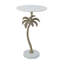 Table d'appoint ronde 14 po x 14 po x 24 po avec plateau en marbre blanc et palmier doré (table basse incluse)