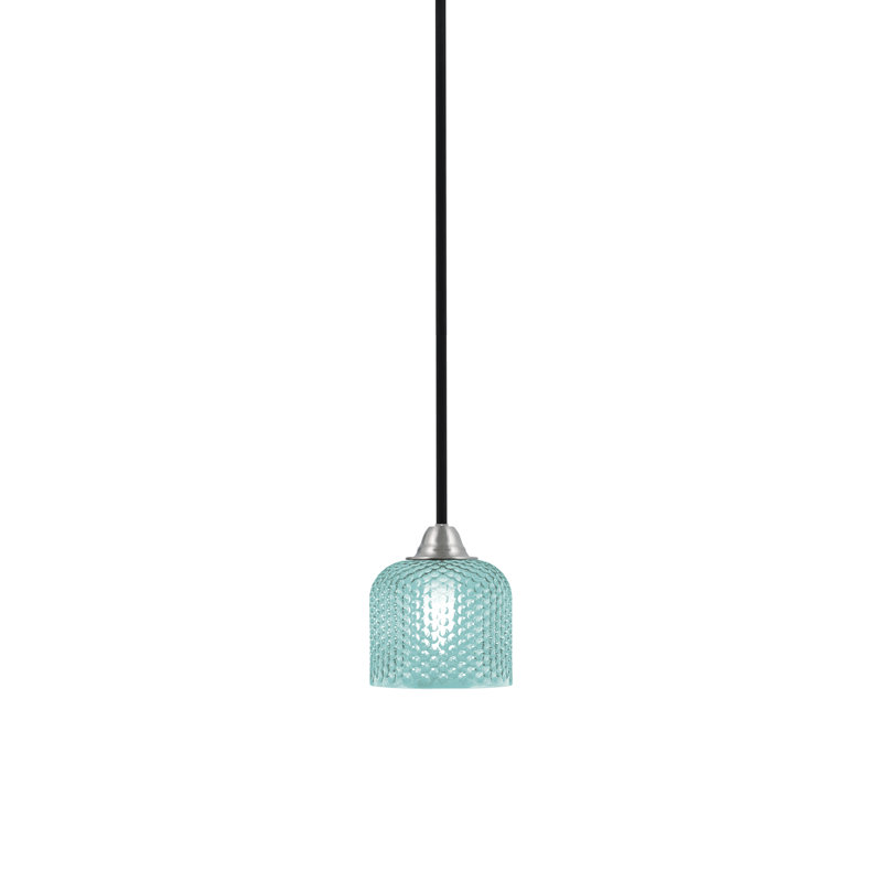 Mini-luminaire suspendu en verre 6 "noir mat et nickel brossé Paramount, Sarcelle, Noir mat/nickel brossé
