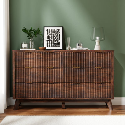 6 Drawers Dresser With Faux Marble Top & Curved Design by Ebern Designs