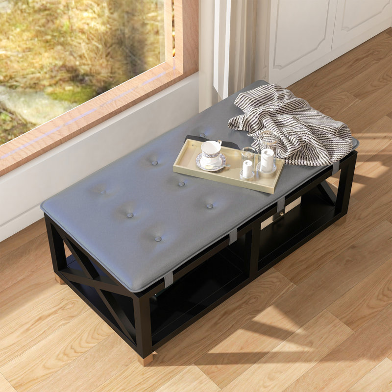 Faux Leather Upholstered Storage Bench, Gray