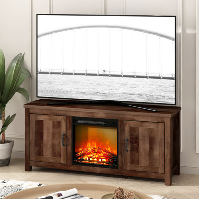 Jennelle Solid Wood TV Stand for TVs up to 60"" with Electric Fireplace Included -  Union Rustic, 4204255A5667444A9A9AD2A015342971
