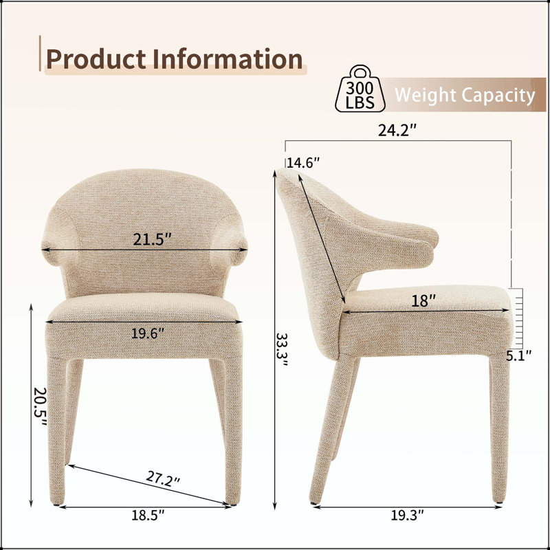 Ensemble de 2 chaises en tissu Boucle, khaki, khaki, khaki