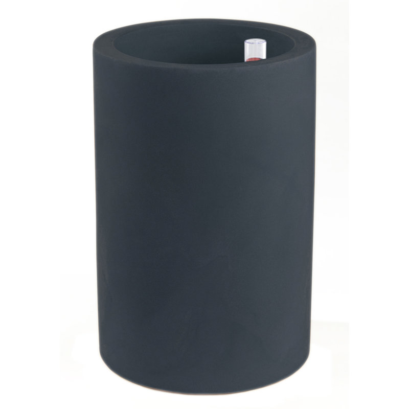 Cilindro Resin Pot Planter, Black, 31.5" H x 15.75" W x 15.75" D