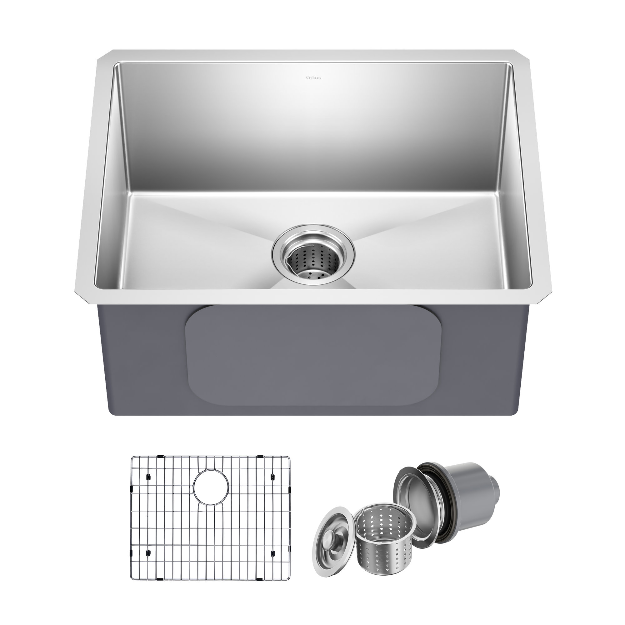 KRAUS Standart PRO™ Undermount 16 Gauge Stainless Steel Kitchen Sink, 10" H x 18" W x 23" L