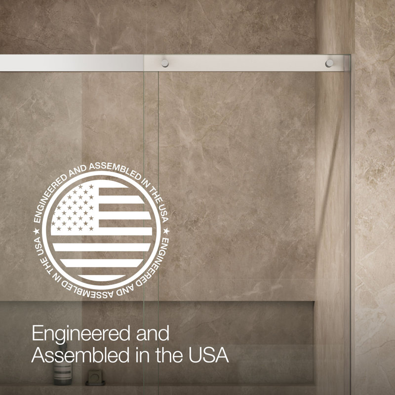 Elate Tall Sliding Shower Door, 75-1/2-In H X 50-1/4 - 53-5/8-In W, With Heavy 5/16-In Thick Crystal Clear Glass, Silver