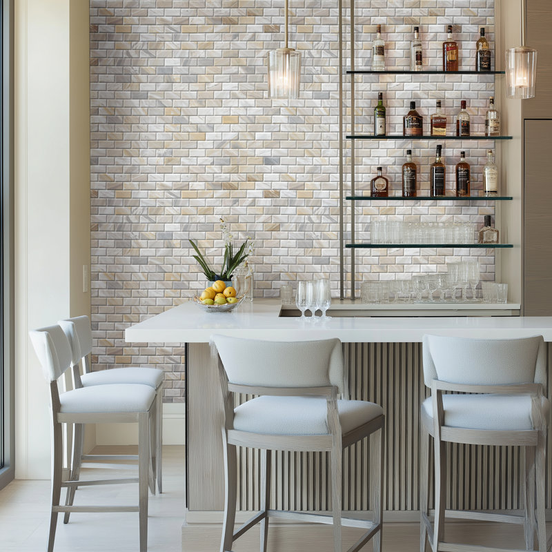 Selene Oro Subway 12 in. x 12 in. Honed Marble Mosaic Floor and Wall Tile