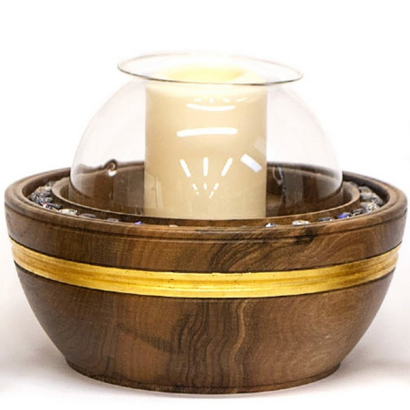 Porte-votives de table en bois 7 po Billur, Brun / bleu ciel du Labrador
