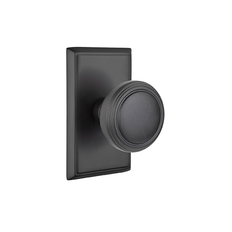 Ensemble de boutons d'intimité Emtek avec rosette rectangulaire et bouton Norwich, Dos plat