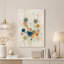 Tableau abstrait à l'aquarelle de cercles bleus et orange sur toile-34381712